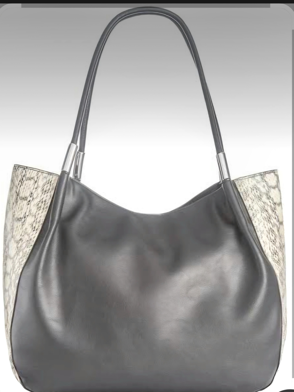 Alfani Black Shoulder Tote with Cream Textured Side Panels